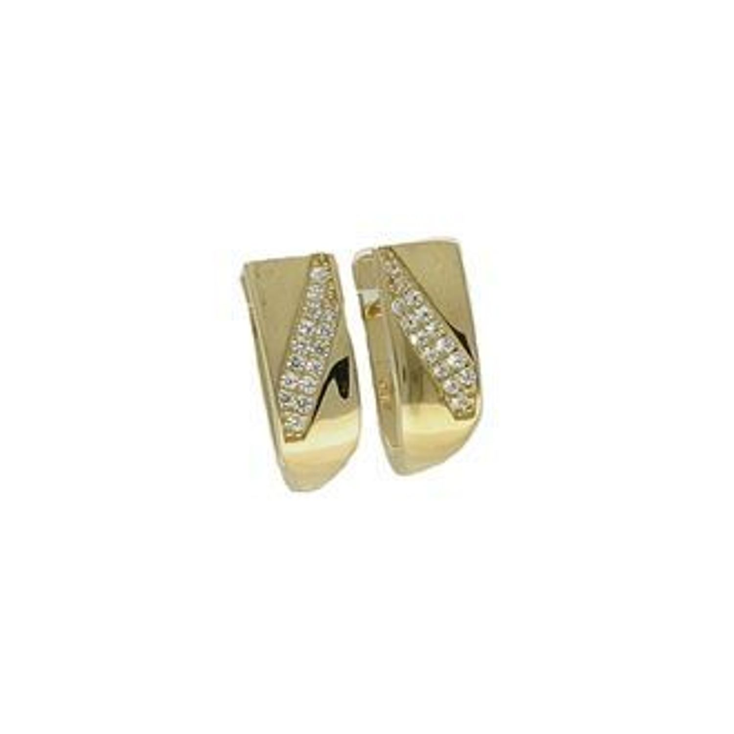 Złote kolczyki angielskie zapięcie próba 333 z cyrkonią KL 8331 Eleganckie, złote kolczyki ozdobione cyrkoniami marki Diament wykonane z próby złota 333 o wadze około 2,08 g. Ich kształt jest uniwersalny,.jpg